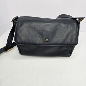 VTG Etienne Aigner Genuine Leather Purse Black Adjustable Strap